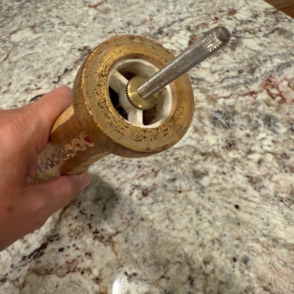 Vintage Italian Florentine Golden Copper and Wood Traditional Pepper Mill Accent - Picture 4 of 5